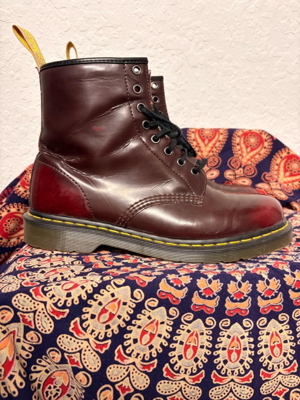 Dr. Martens Burgundy Leather 8-Eye Lace-Up Boot